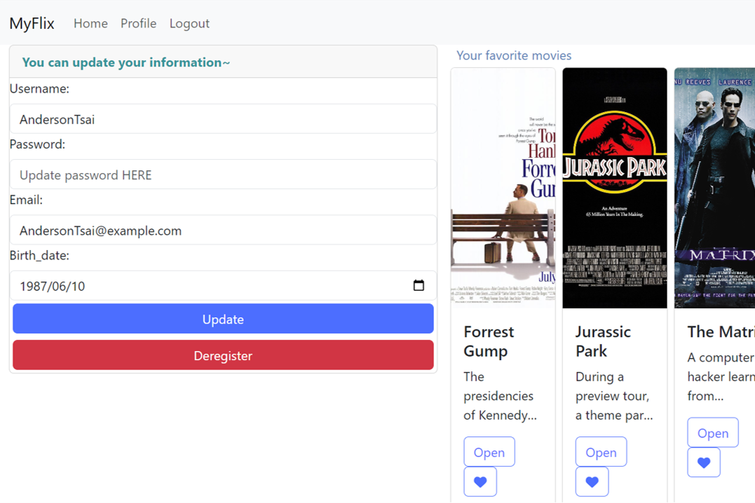myFlixAPP frontend